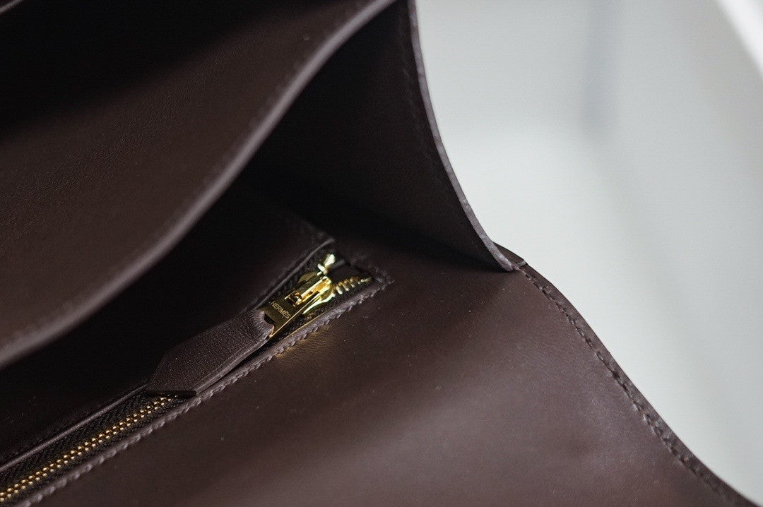 Hermès Brown Corduroy Constance 23cm  Gold GHW
