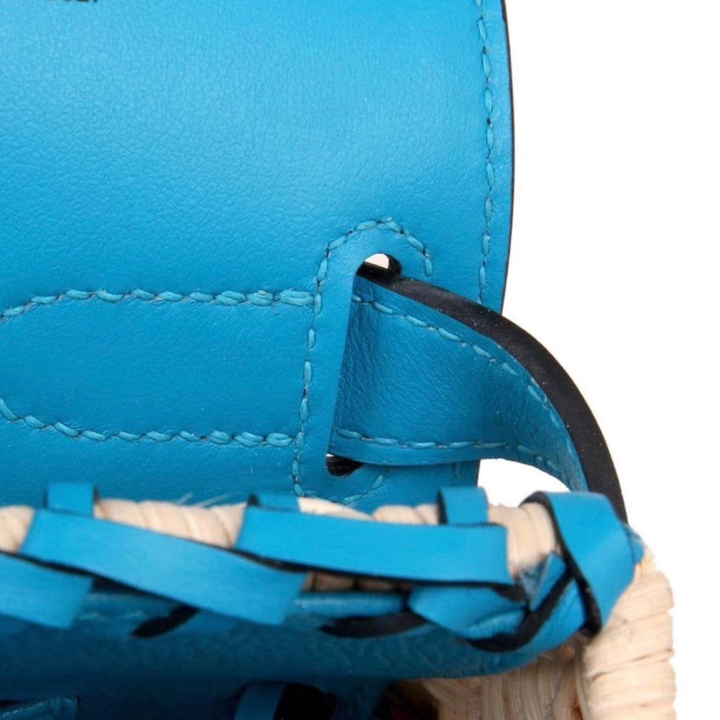 Hermes Limited Edition 3Z Bleu Saint Cyr Picnic Kelly 35 Wicker Palladium Hardware