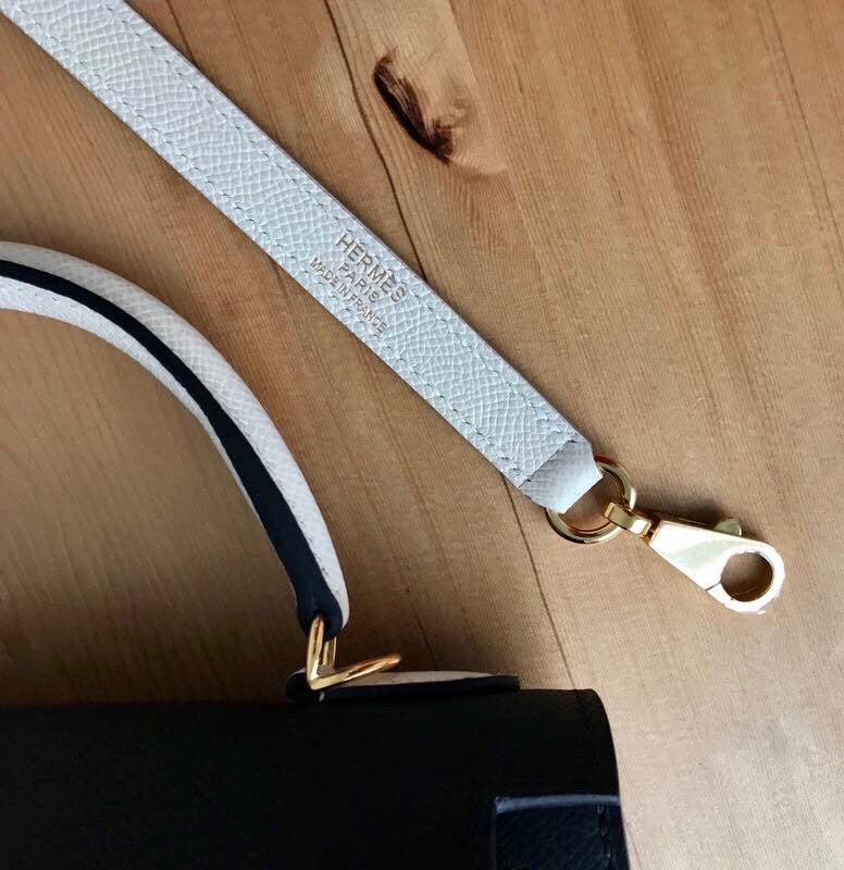 Hermes Special Order Black/ Craie Kelly 25 cm Epsom Gold Hardware