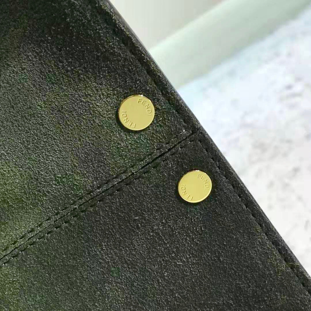 Fendi PEEKABOO X-LITE LARGE Green suede bag