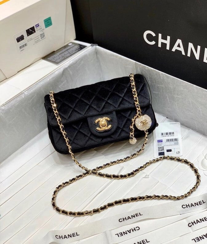 Chanel Velvet Flap Bag Black