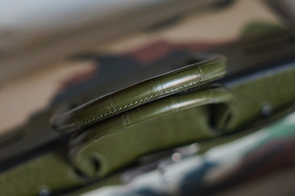 Hermes Limited Edition Birkin Bag 35 In 67 Vert Fonce Alligator and  Camouflage with Palladium hardware