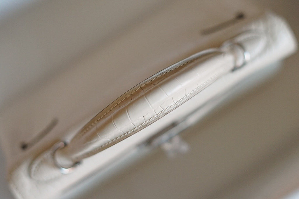 Hermes Craie Alligator KELLY 25 WITH PALLADIUM  HARDWARE