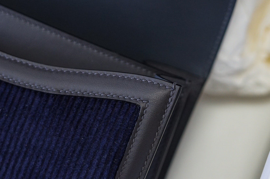 Hermès Black Corduroy Constance 19cm  Gold GHW