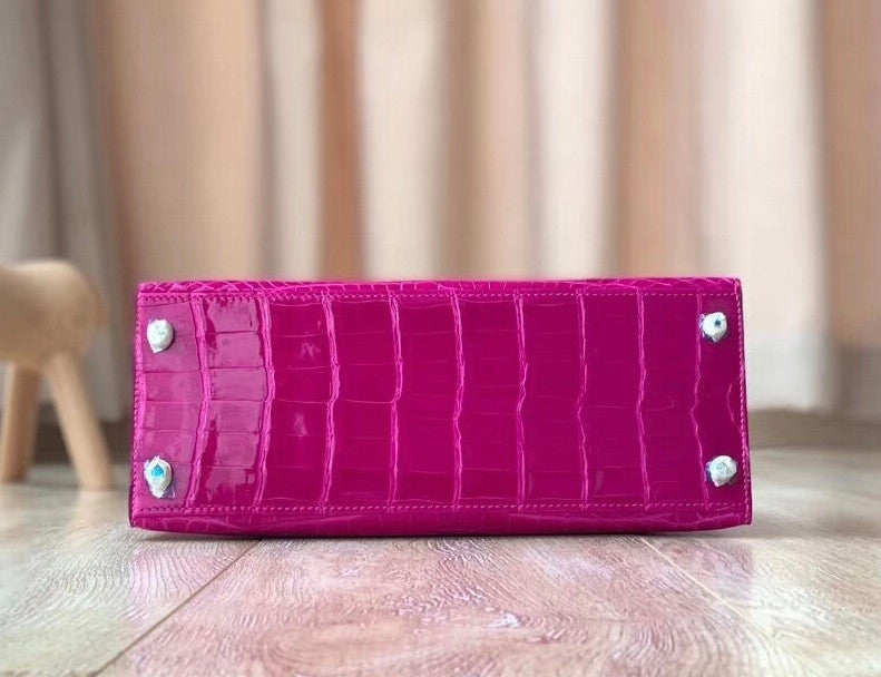 Hermes J5 Rose Scheherazade Kelly 28 Crocodile Niloticus 28