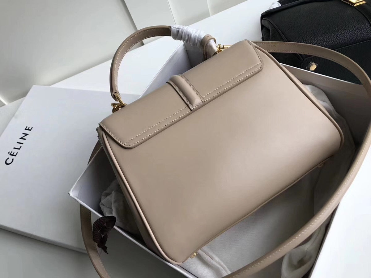 Celine  MEDIUM 16 BAG IN SATINATED CALFSKIN BLACK  NUDE