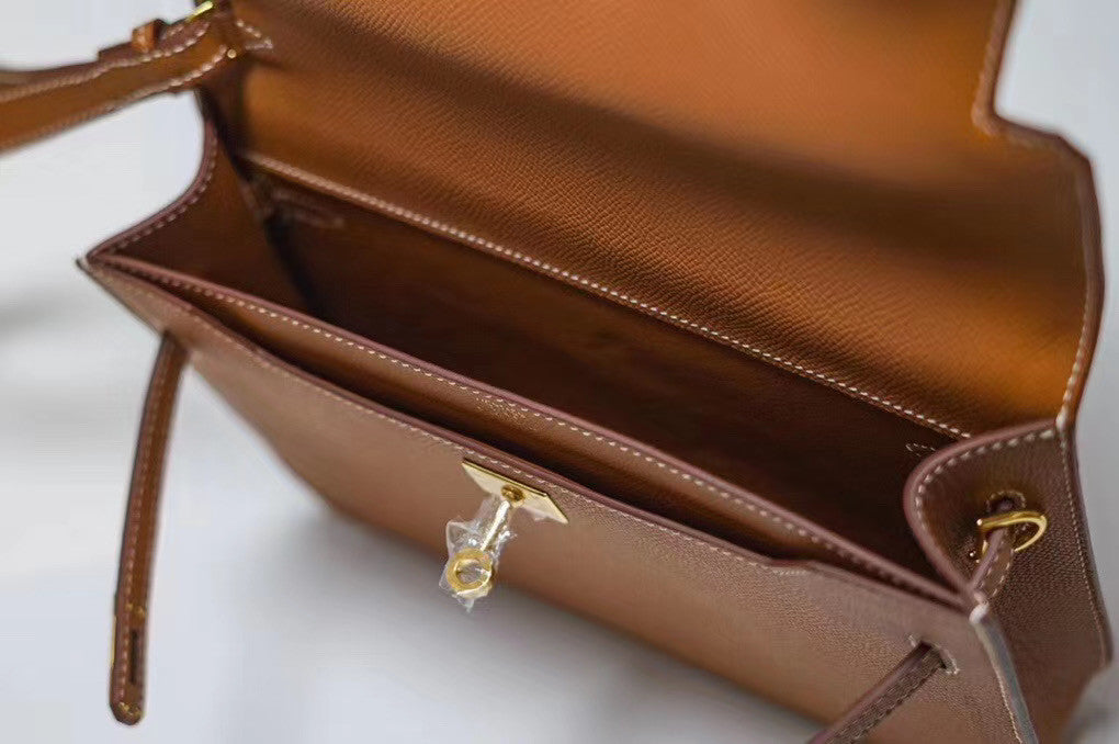 Hermes Kelly Depeches 25 Pochette Gold Epsom Gold Hardware