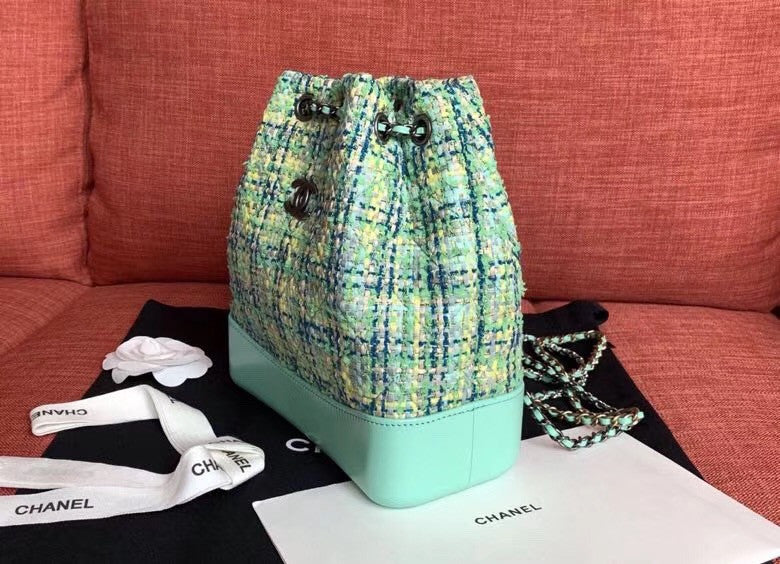 CHANEL'S GABRIELLE Green Tweed Small Backpack