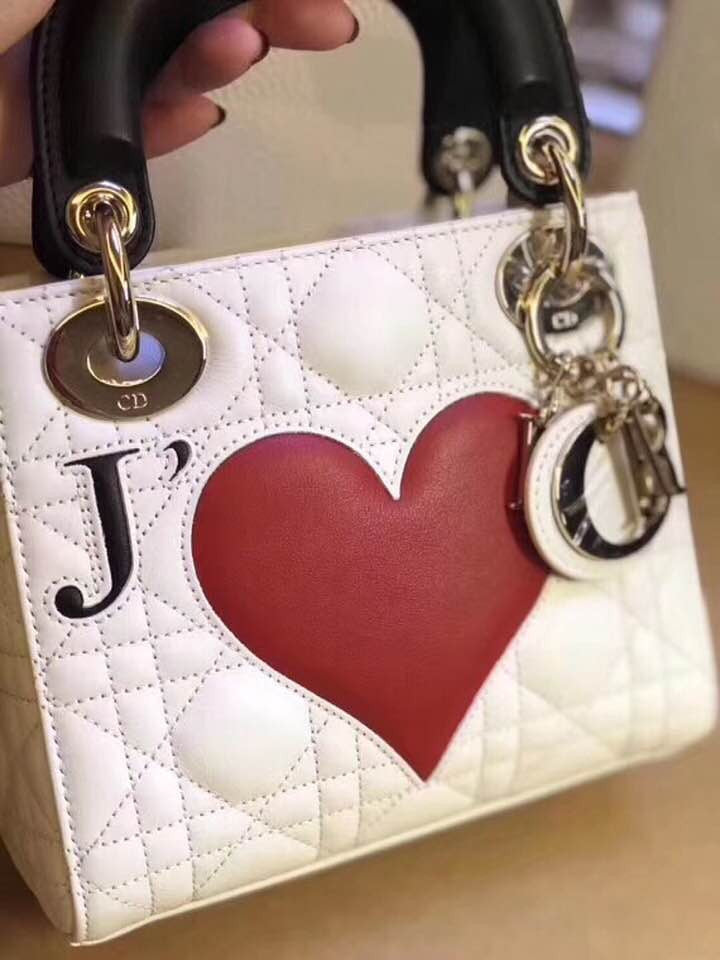 CHRISTIAN DIOR Limited Edition Hearts-Filled Dioramour Lady Dior bag