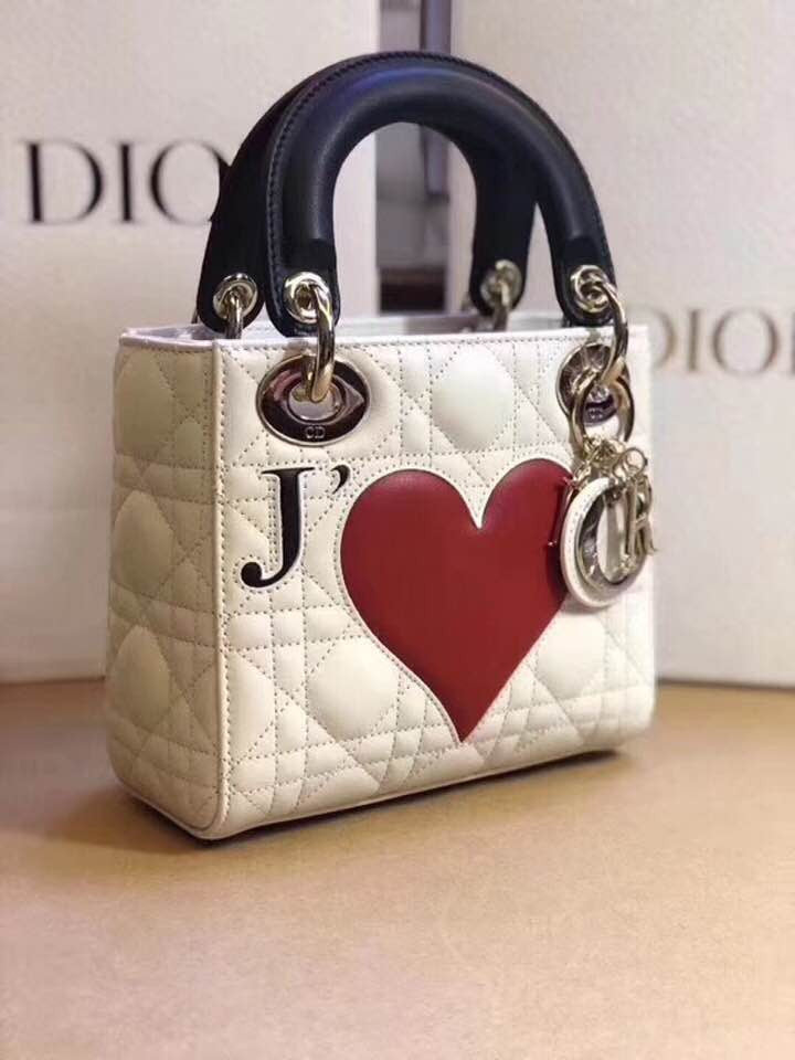 CHRISTIAN DIOR Limited Edition Hearts-Filled Dioramour Lady Dior bag