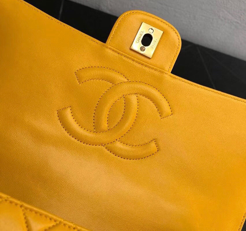 Chanel vintage duo flap bag Yellow