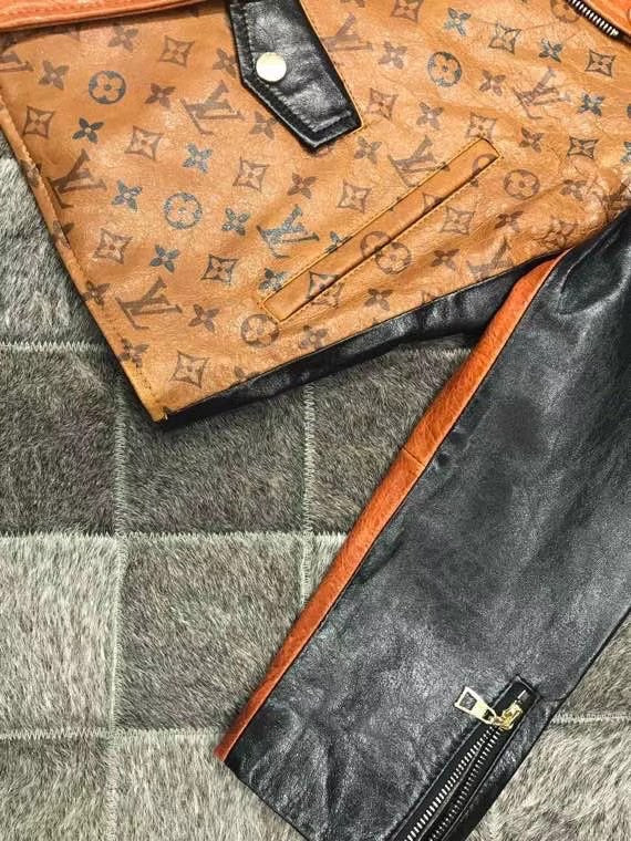 Louis Vuitton 1A82K0 TATTOO MONOGRAM CROPPED LEATHER BIKER JACKET