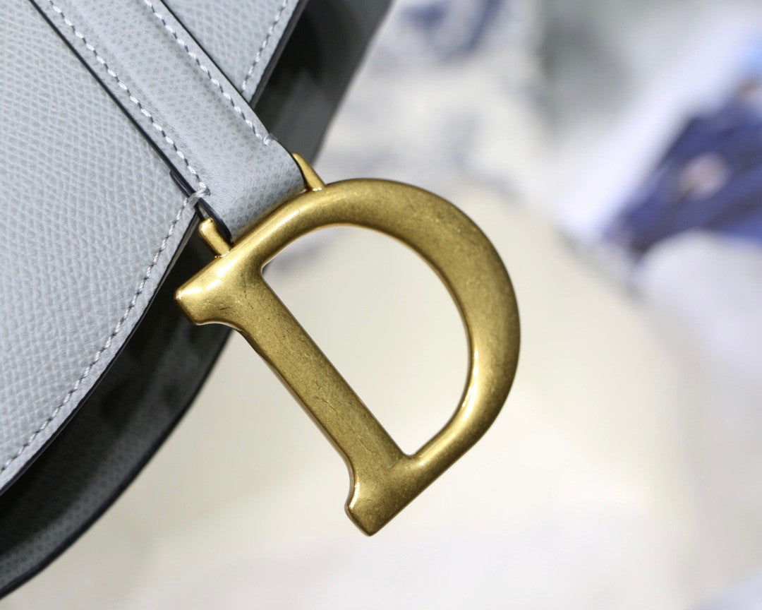 Christian Dior GRAY STONE SADDLE MATTE CALFSKIN BAG