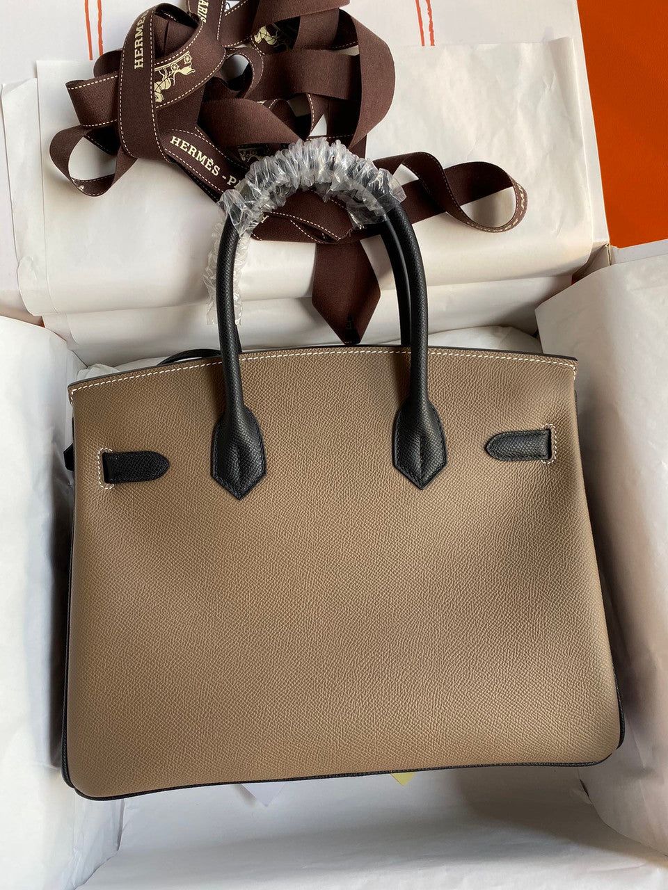Hermès Etope/Black Birkin 30 cm Epsom Leather Palladium Hardware