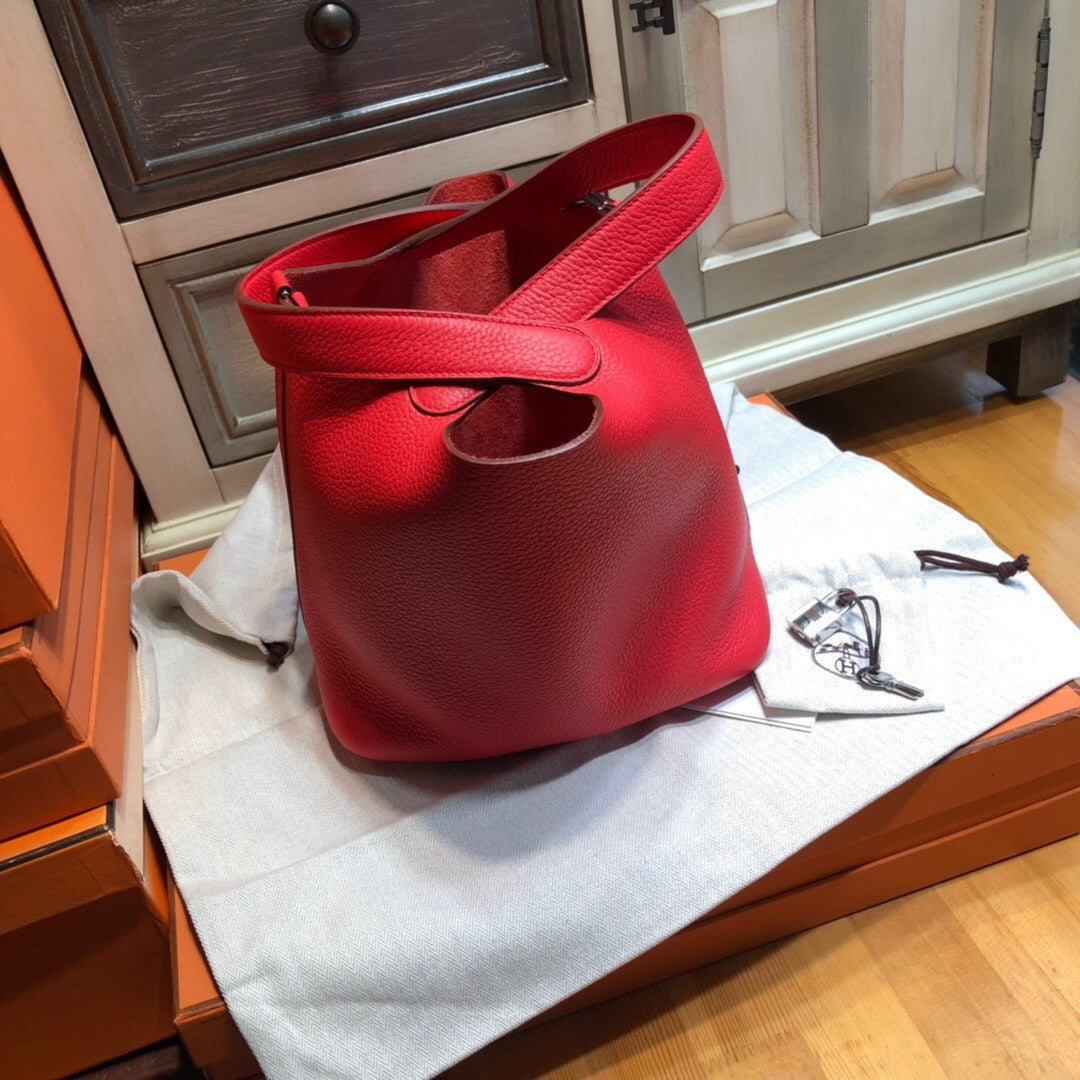 Hermes S5 Rouge Tomate Picotin Lock MM Togo Leather Bag