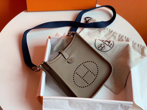 Hermès Evelyne Mini Bag Etoupe Taurillon Clemence Leather