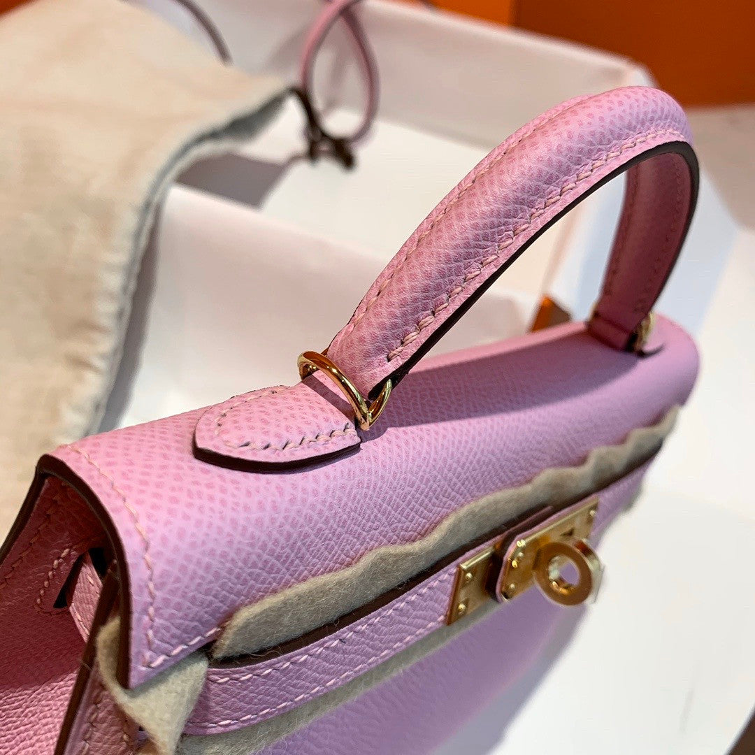 Hermes X9 Mauve Sylvestre  Mini Kelly II 20 Epsom calf Gold Hardware