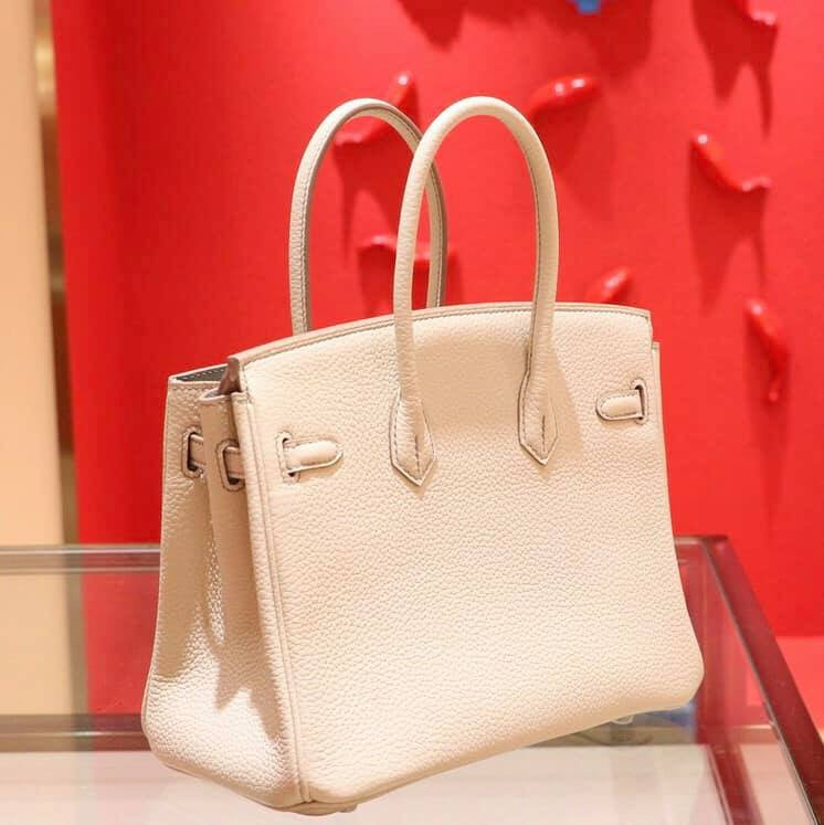 Hermes Special Order Bi-Colour Craie/Blue Lin Birkin 25 cm Palladium Gold  Hardware