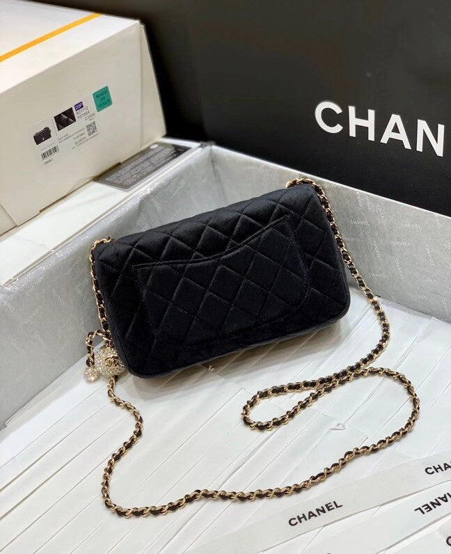 Chanel Velvet Flap Bag Black