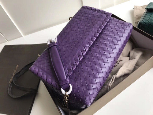 Bottega Beneta SMALL OLIMPIA BAG IN INTRECCIATO NAPPA Purple