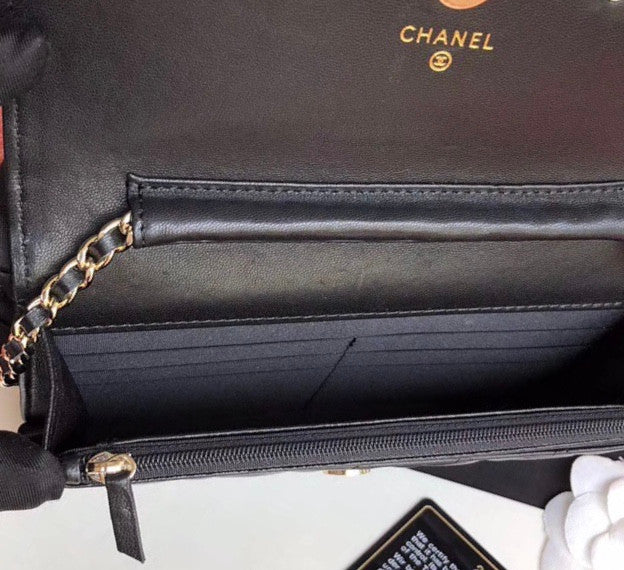 Chanel Wallet On Chain with charm Black