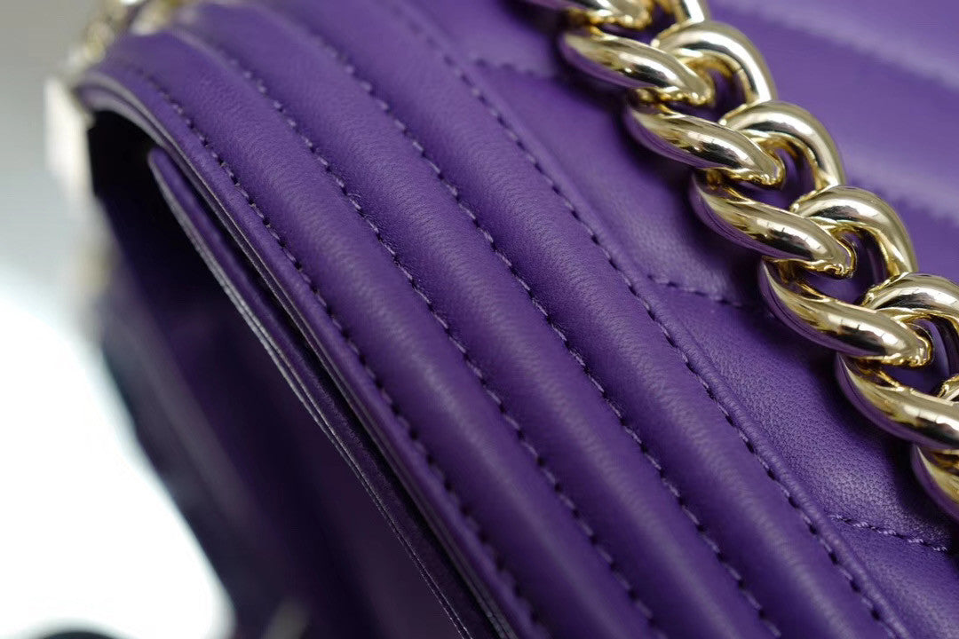 Chanel Purple Medium Chevron Boy Bag