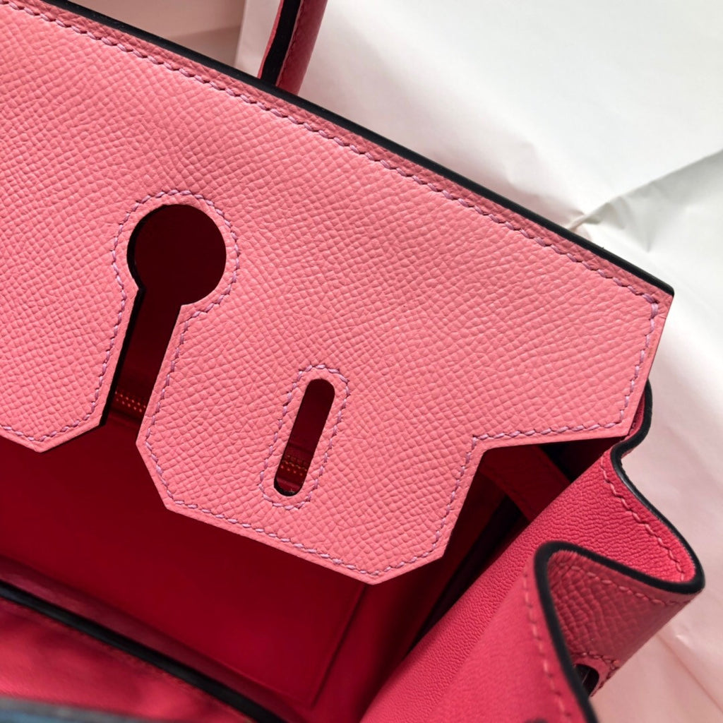Hermes Special Order Tri-Colour  Rose Confetti, Rose Tyrien, Celest  Birkin 30 cm Epsom Gold   Hardware