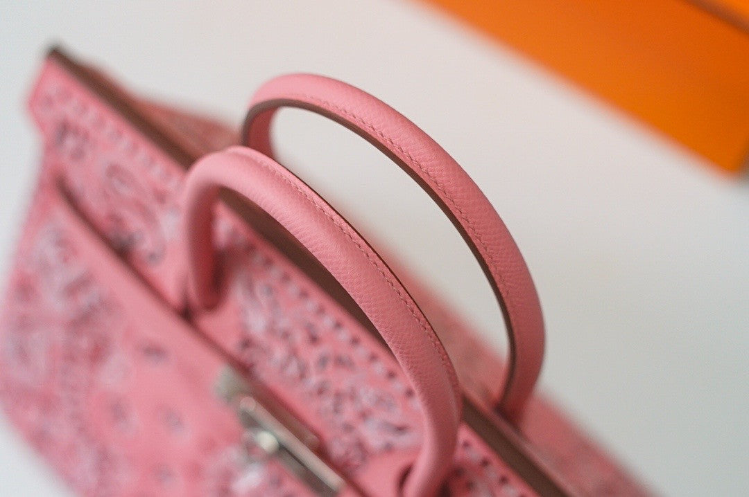 Hermes x Jay Ahr Special Edition custom-embroidering  Pink Birkin Bag 30cm Epsom Leather Palladium Hardware [Carry by Kylie Jenner, Cardi B]