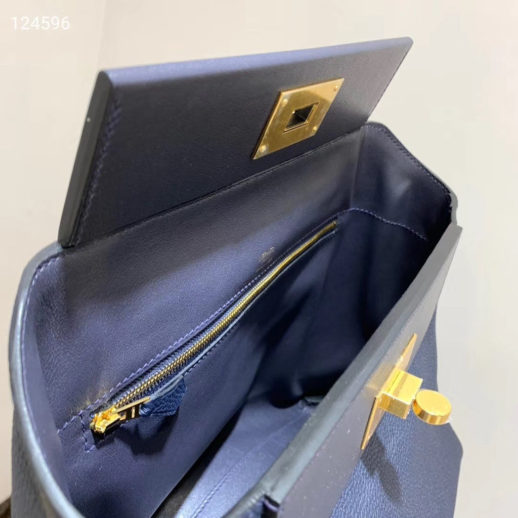 Hermes Kelly 24/24 2Z Blue Nuit Swift & Togo Leather with Gold Hardware