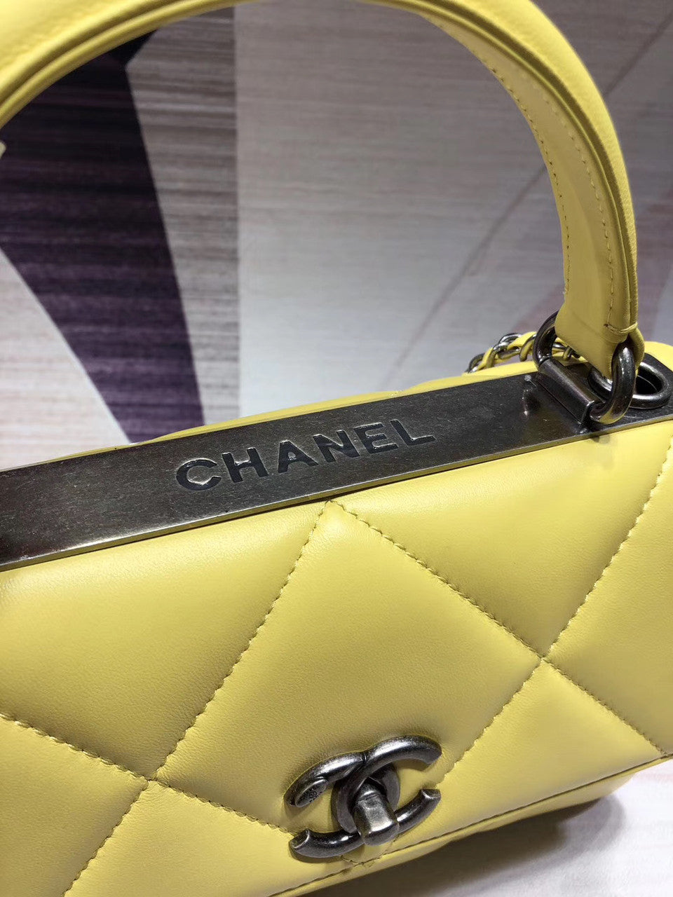 Chanel Small Flap Bag With Top Handle A92236 Yellow