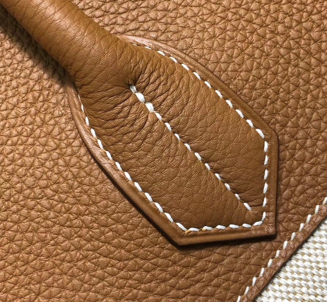 Hermes Birkin 40 HAC Gold Togo Toile De Camp Palladium Hardware