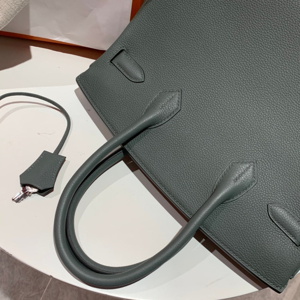 Hermes 63 Vert Amande Birkin 25cm Togo Palladium Hardware