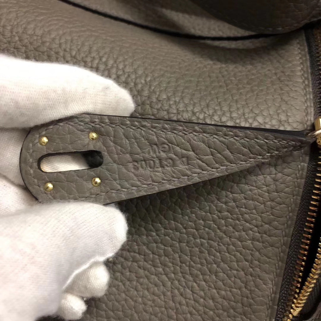 Hermès Mini Lindy 20cm Bag  8F Etain Taurillon Clemence Leather Gold Hardware