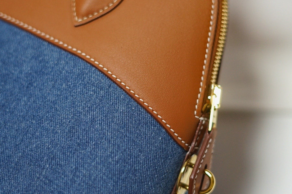 HERMES BOLIDE 31 2WAY HAND BAG BI-COLOR BOX CALF TOILE JEAN