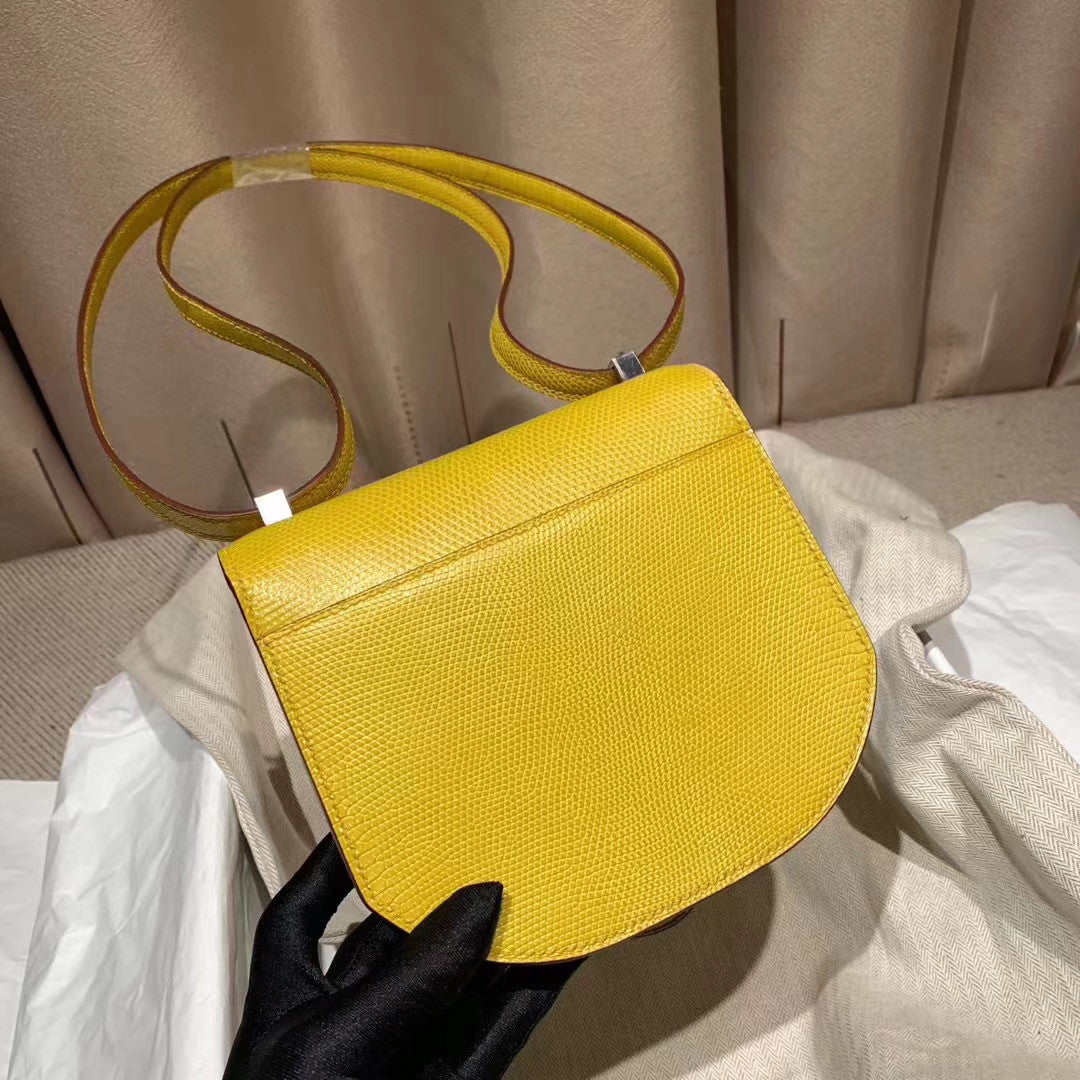 Hermès  9O Jaune de Naples  Lizard Mosaique Au 24-17