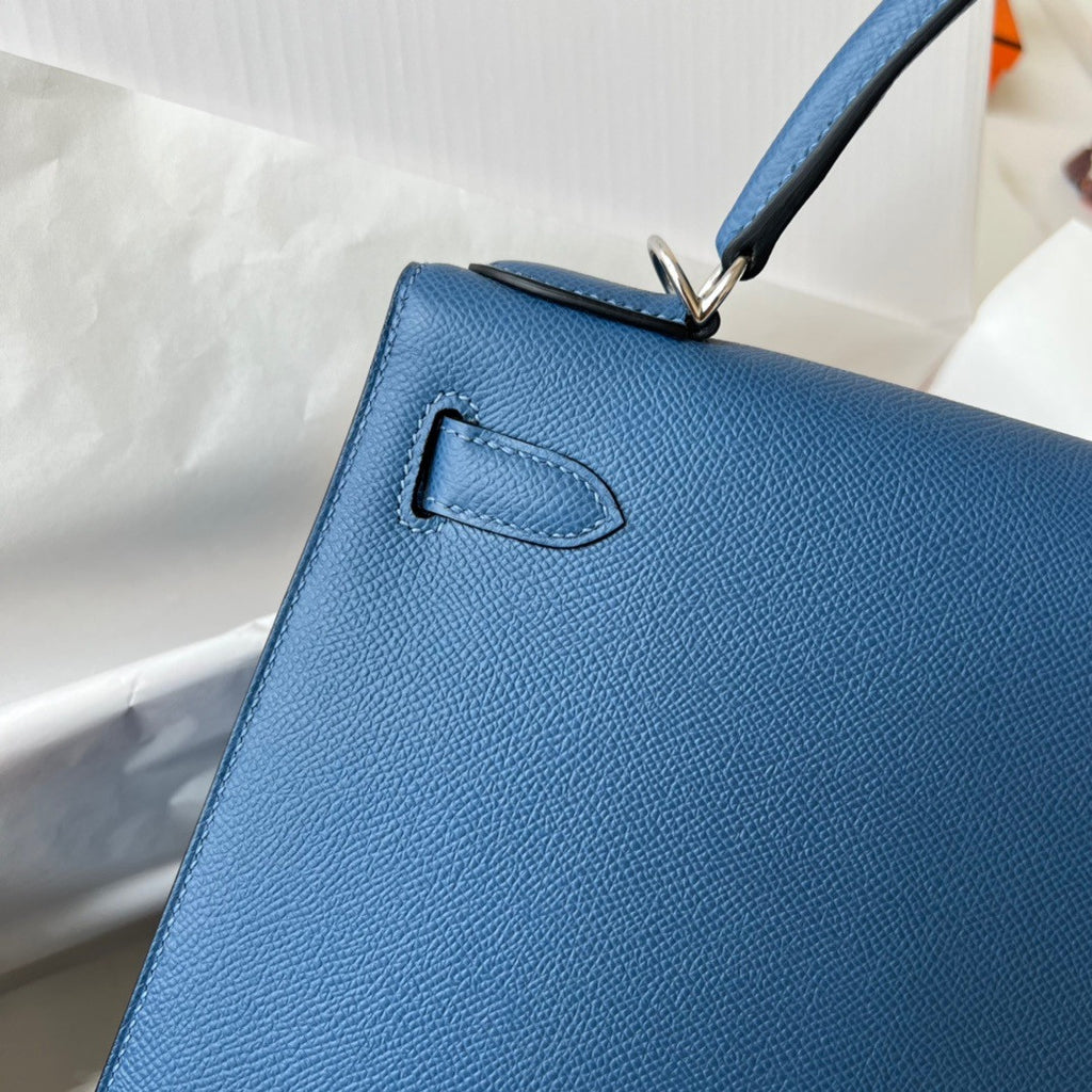 Hermès R2 Blue Agate Kelly 28  Epsom Palladium Hardware