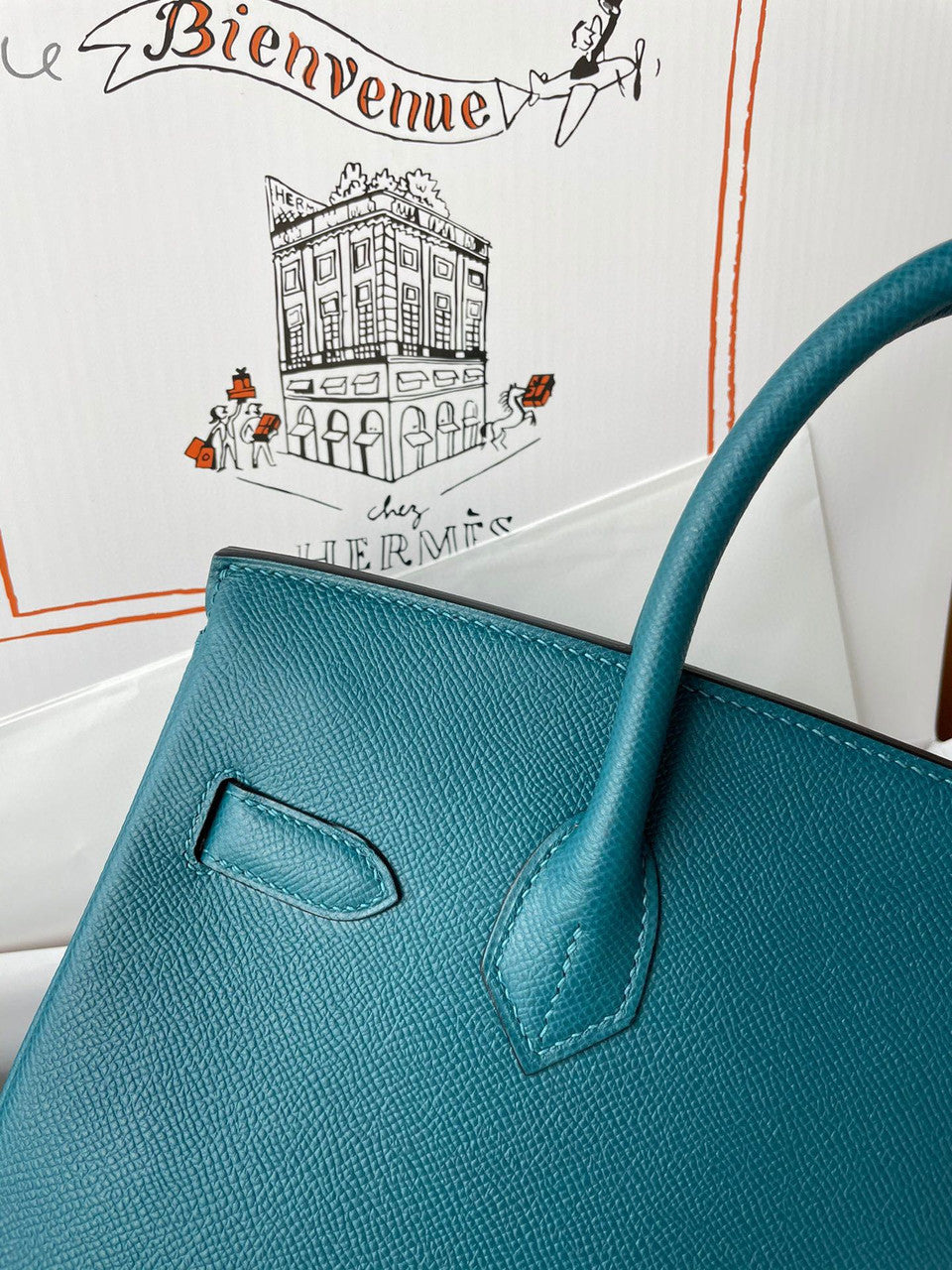 Hermès W0 Vert Bosphore Birkin 30 cm Epsom Leather Gold Hardware