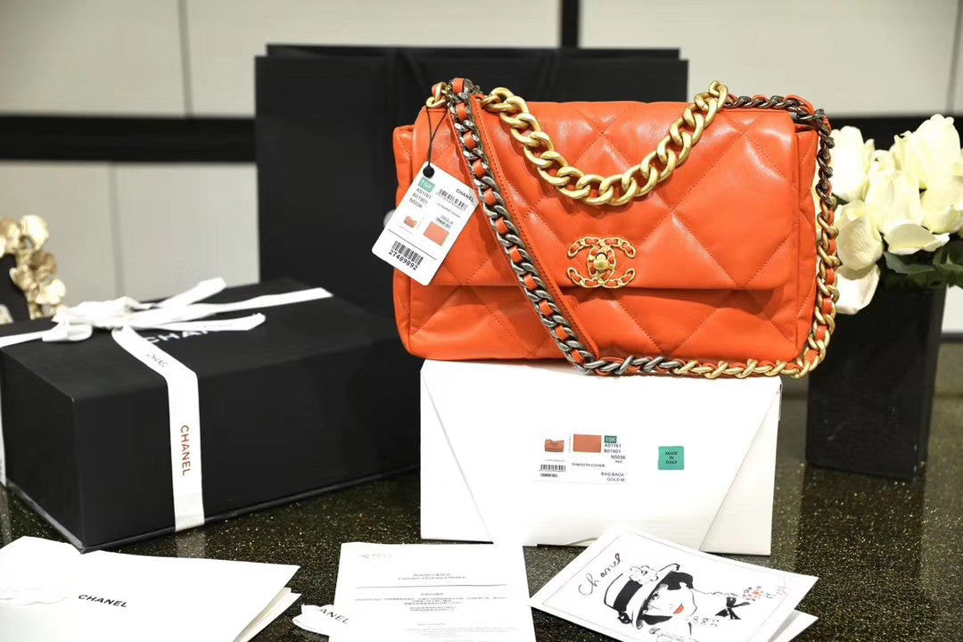 CHANEL 19 Large Flap Bag Orange