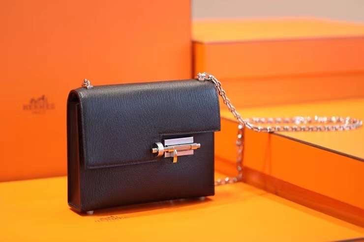 Hermes Verrou Chaine mini bag 17cm Black Chevre Mysore