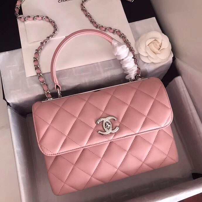 Chanel  Small Trendy CC Top Handle Bag Quilted Lambskin Pink
