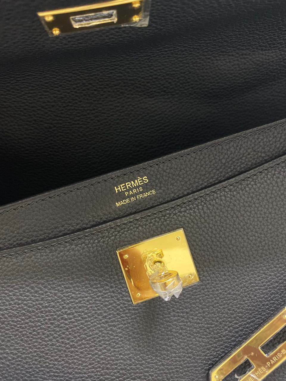 Hermes Kelly Depeche 38 Briefcase in Black with Gold Hardware