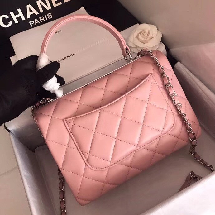 Chanel  Small Trendy CC Top Handle Bag Quilted Lambskin Pink