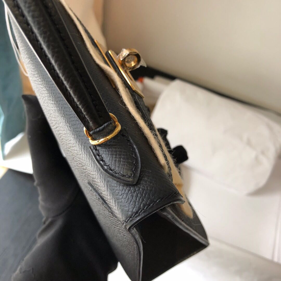 Hermès Black Kelly 20 Epsom leather Gold hardware