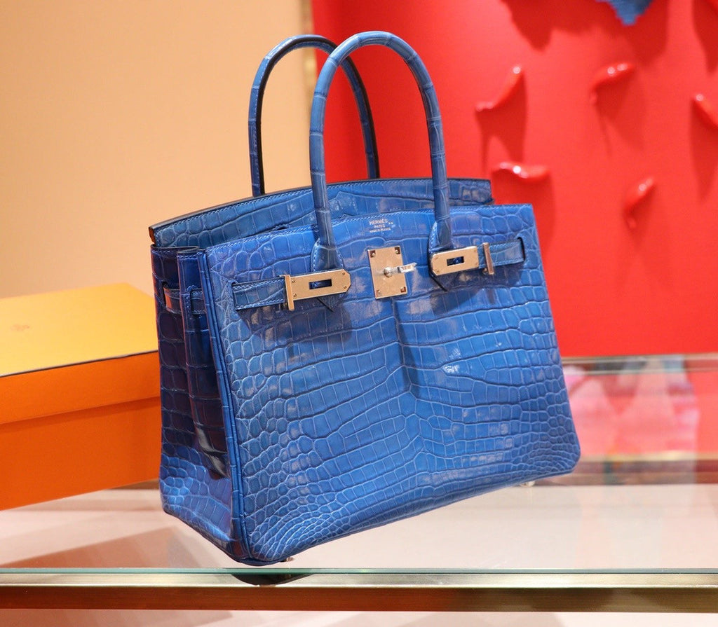 Hermes 7W Bleu Izmir  Birkin 30 in Niloticus Crocodile with Palladium hardware