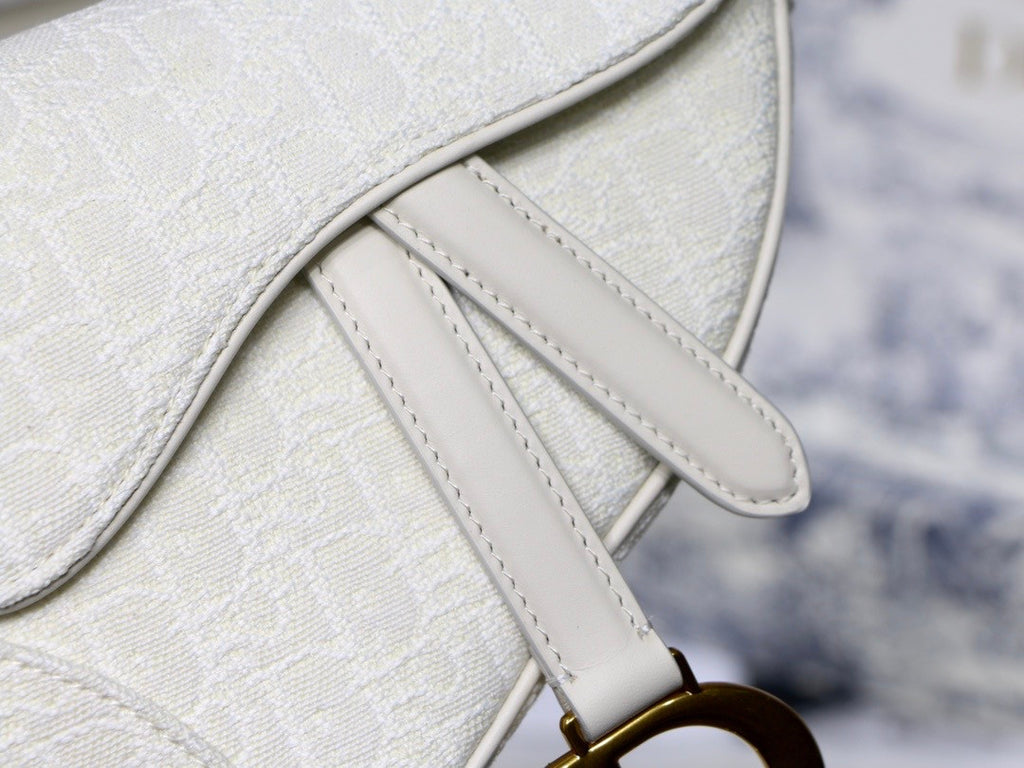 Christian Dior Mini SADDLE BAG White Dior Oblique Jacquard