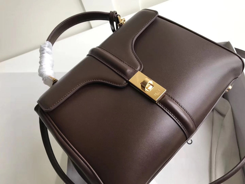 Celine  MEDIUM 16 BAG IN SATINATED CALFSKIN BLACK  LIGHT BURGUNDY