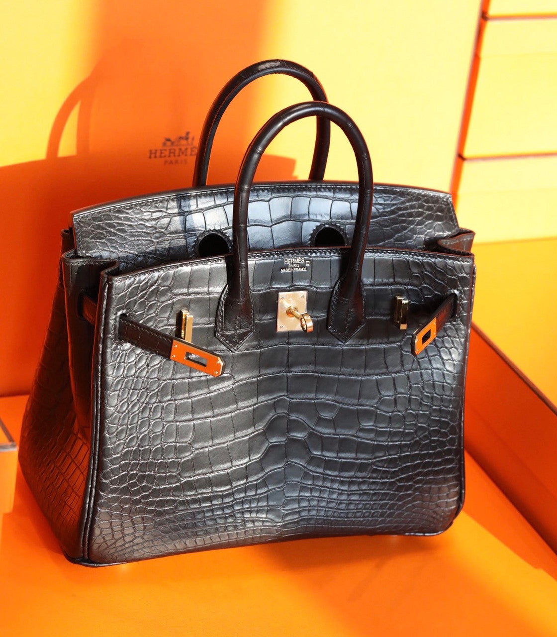 HERMÈS Black Alligator Birkin 40 Palladium Hardware