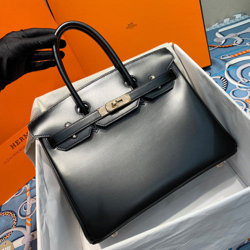Hermes Black Sellier Birkin 30 Box Calf GHW