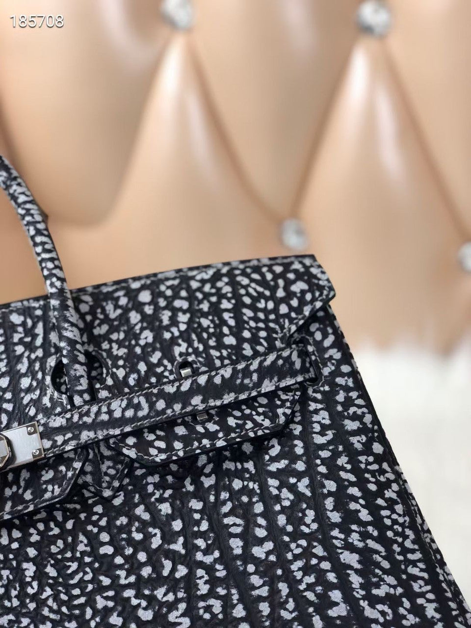 Hermes Limited Edition 30cm Black Dalmatian Buffalo Leather Birkin Bag with Palladium Hardware