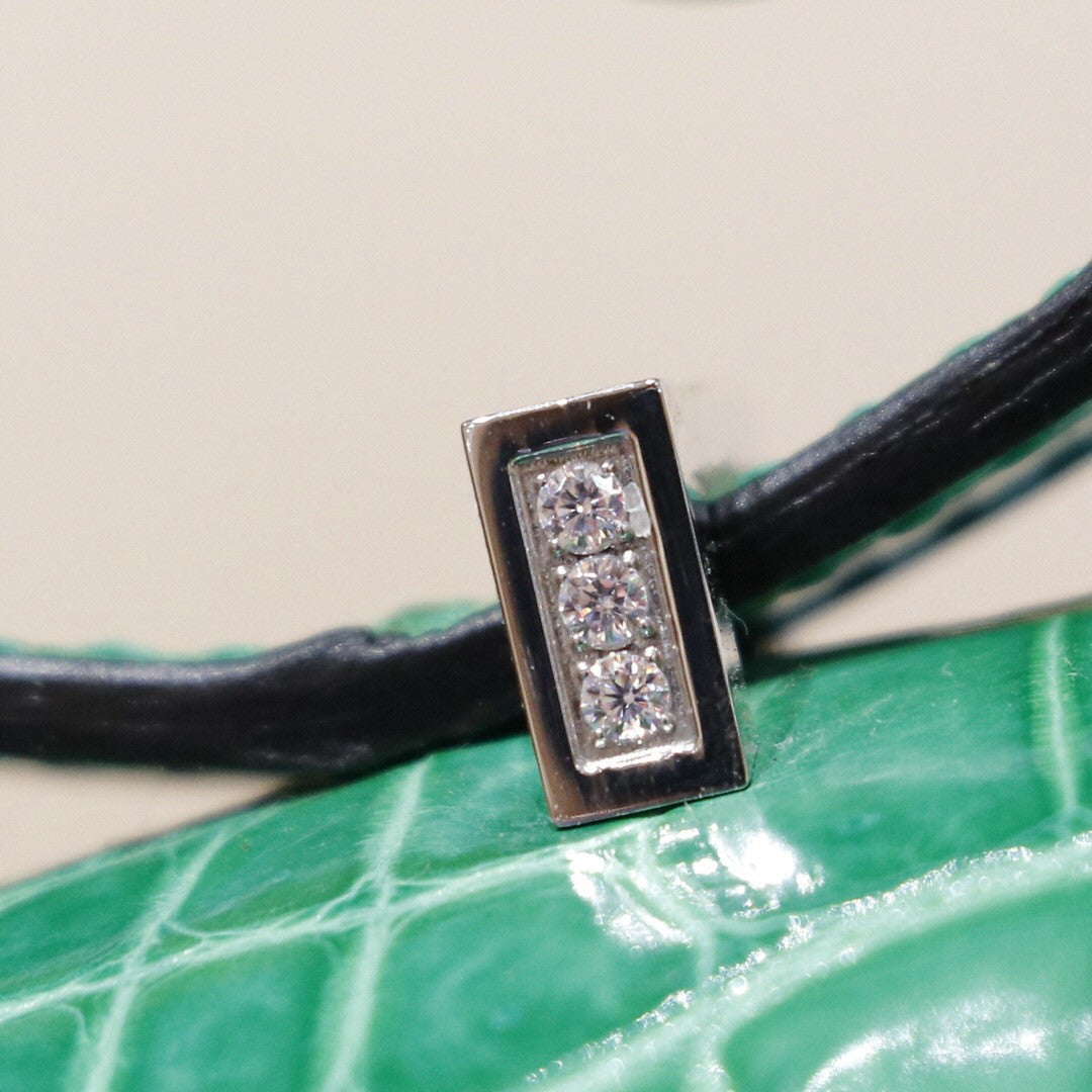 Hermes Bamboo Crocodile Shiny Leather  Constance 23 Bag with 18-karat white gold and diamond